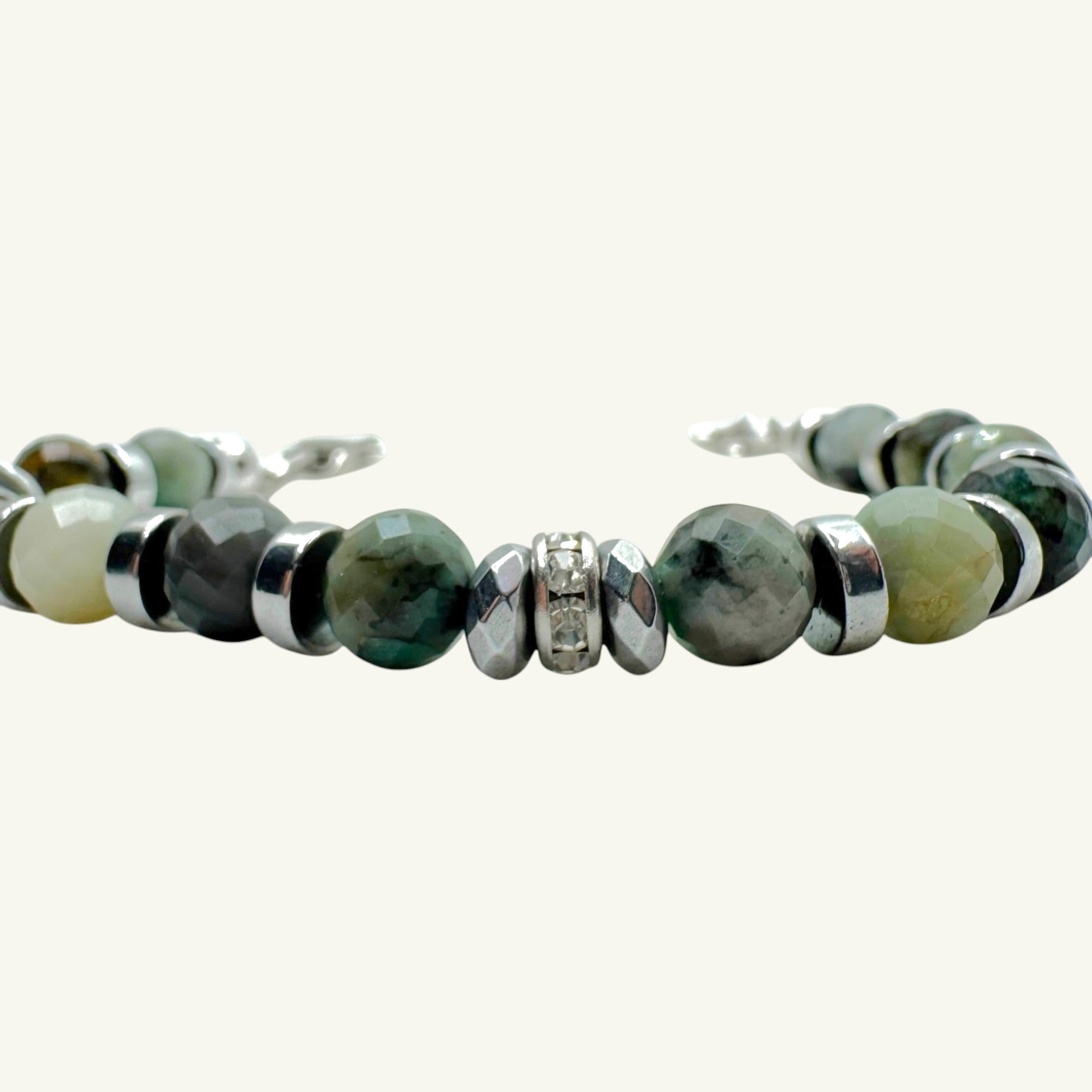 Bracciale smeraldo sfaccettato con punto luce Sharifa Crystals